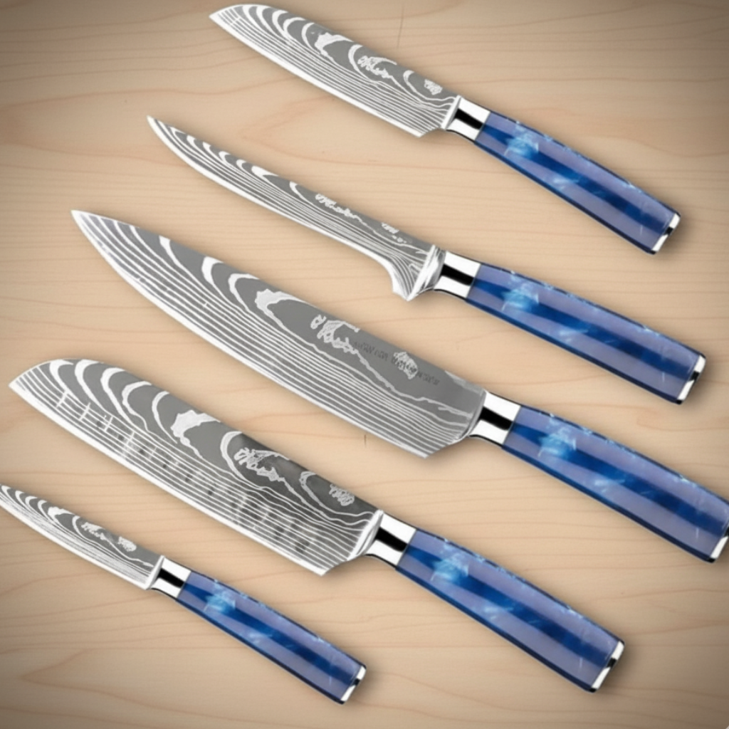 5-Piece Damascus Stainless Steel Knife Set