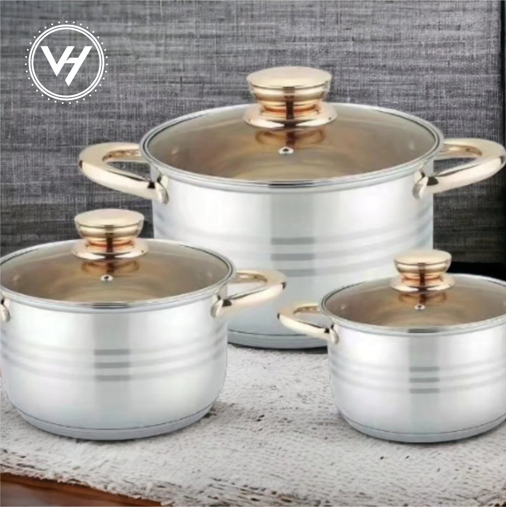 6-Piece Stainless Steel Pot Set with Lids
