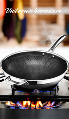 34cm Tri-Ply Honeycomb Stainless Steel Wok