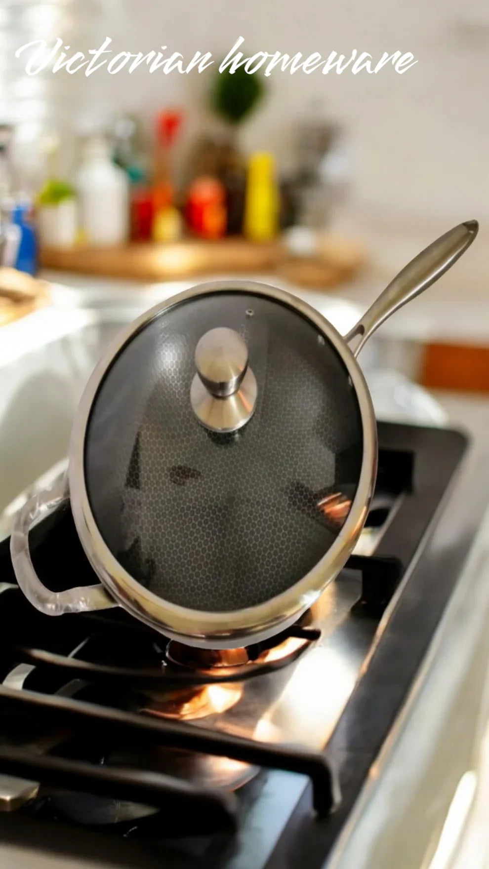 34cm Tri-Ply Honeycomb Stainless Steel Wok