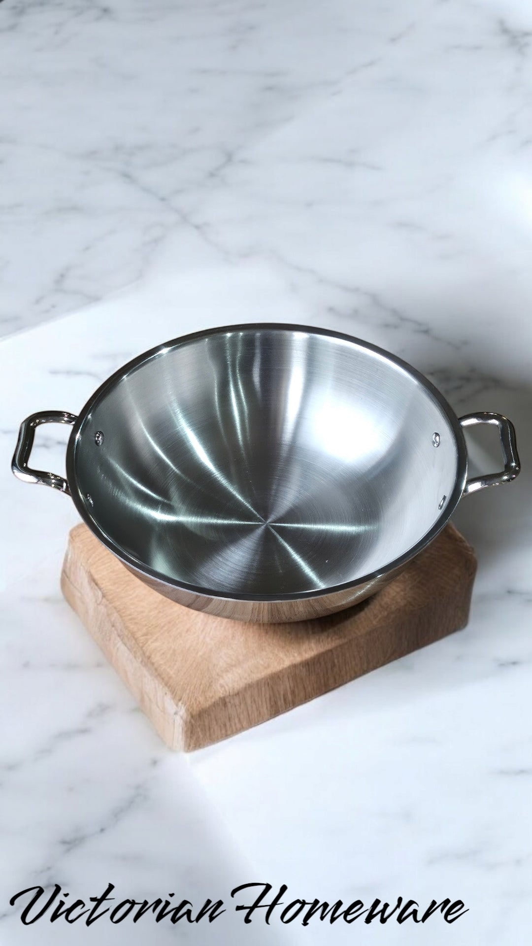 32 CMs Premium Triply Stainless Steel Wok Non Stick with Lid