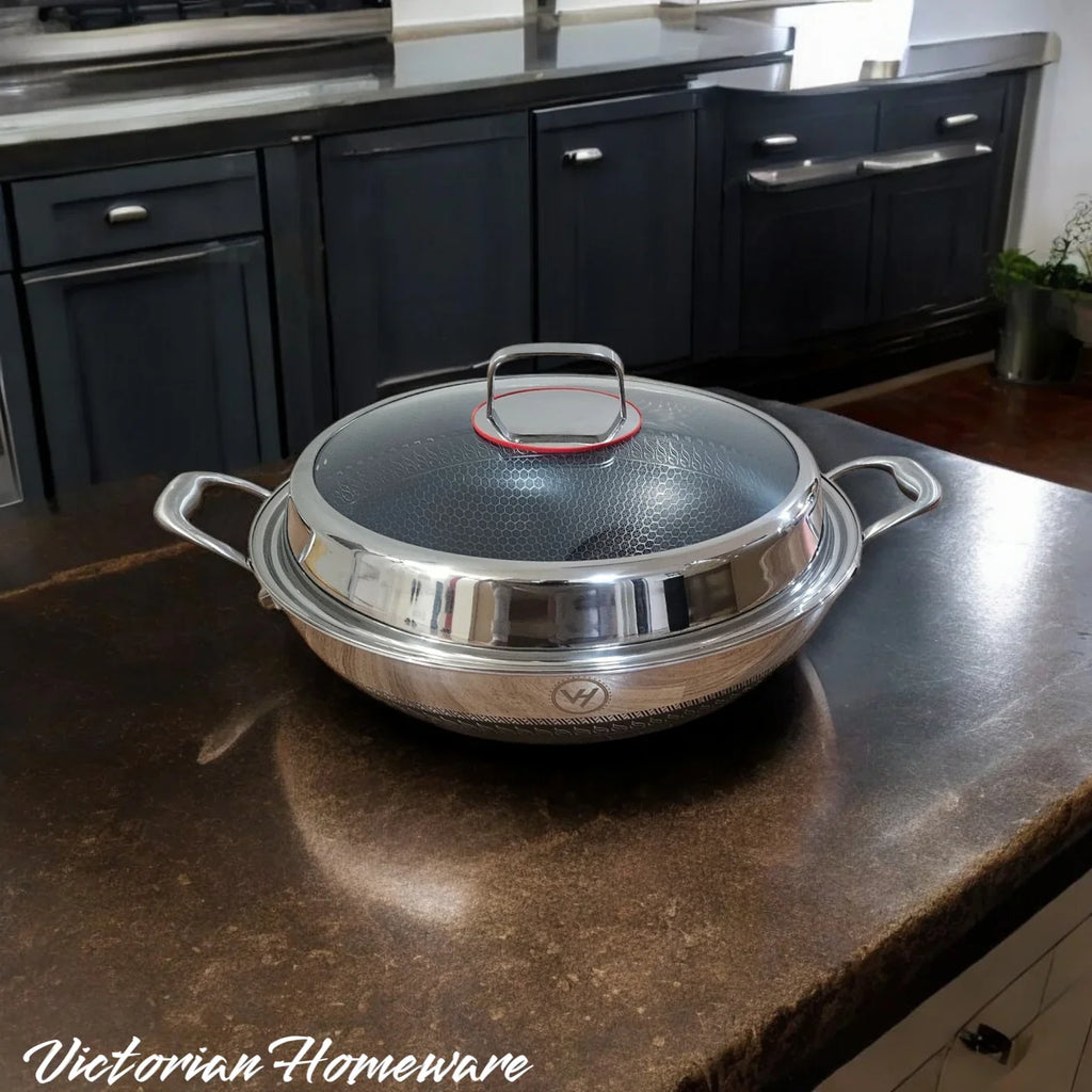 Honeycomb Hybrid Non-Stick Stainless Steel Wok (36 cm)