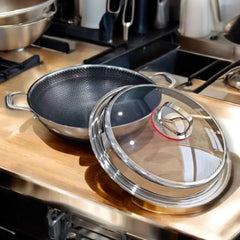 36cm Honeycomb Hybrid Wok with Glass Lid