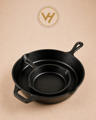 Pre-Seasoned Cast Iron Skillet Bundle – 30cm + 26cm
