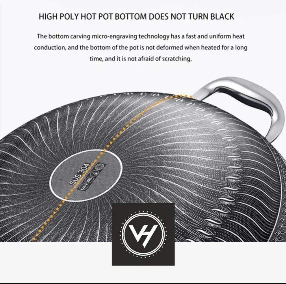34cm Tri-Ply Honeycomb Stainless Steel Wok