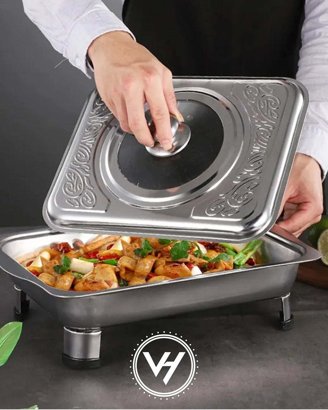 Stainless Steel Serving Tray with Cover