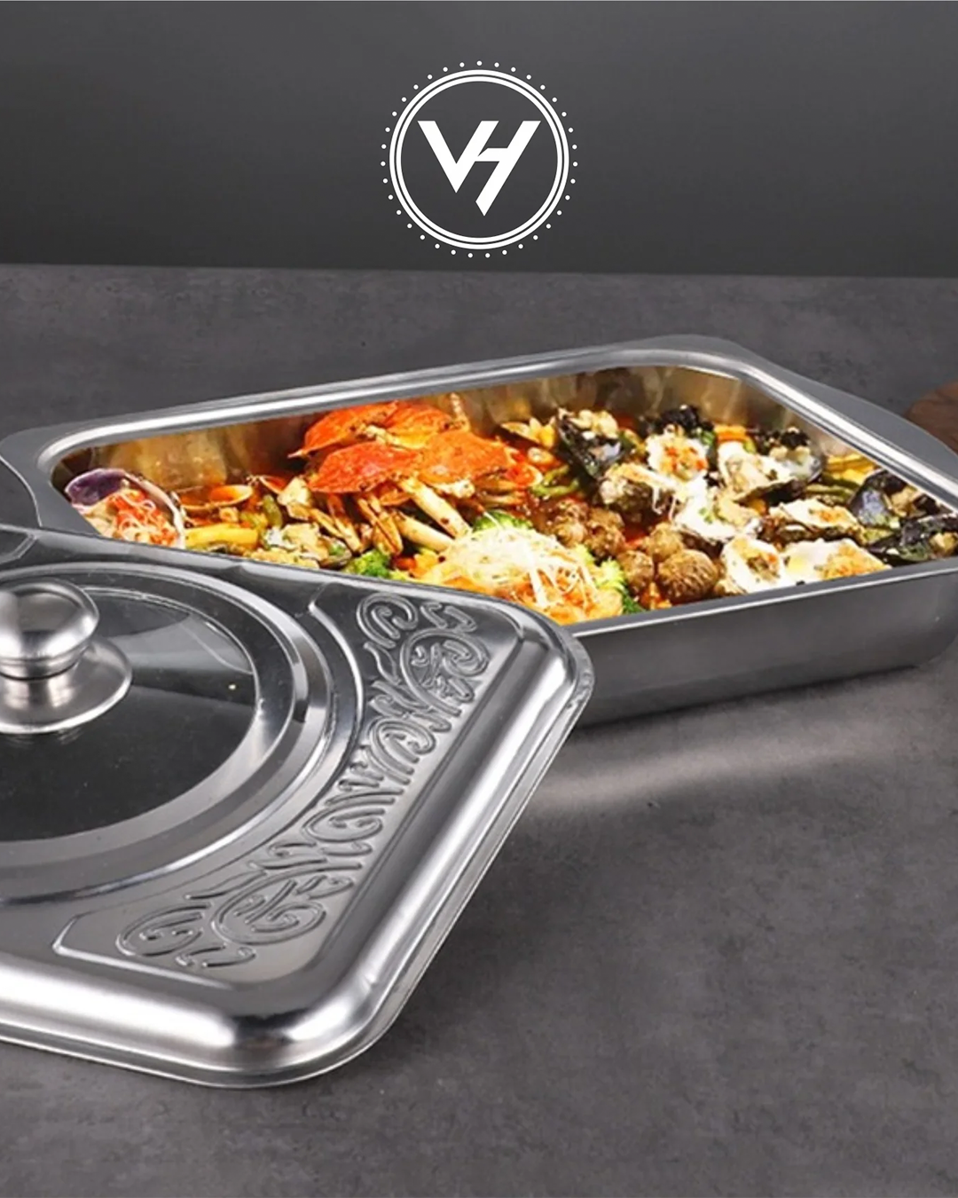 Stainless Steel Serving Tray with Cover