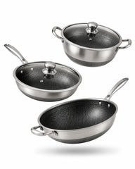Premium Honeycomb Cookware Bundle - 28cm Frypan + 30cm Pot + 34cm Wok