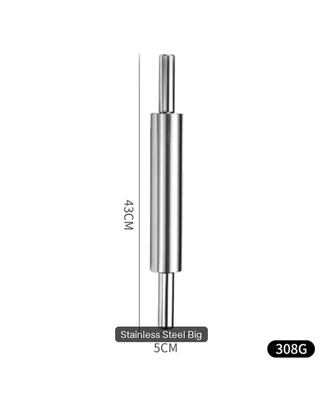 Stainless Steel Baking Rolling Pin with Wooden Handles