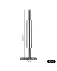 Stainless Steel Baking Rolling Pin with Wooden Handles