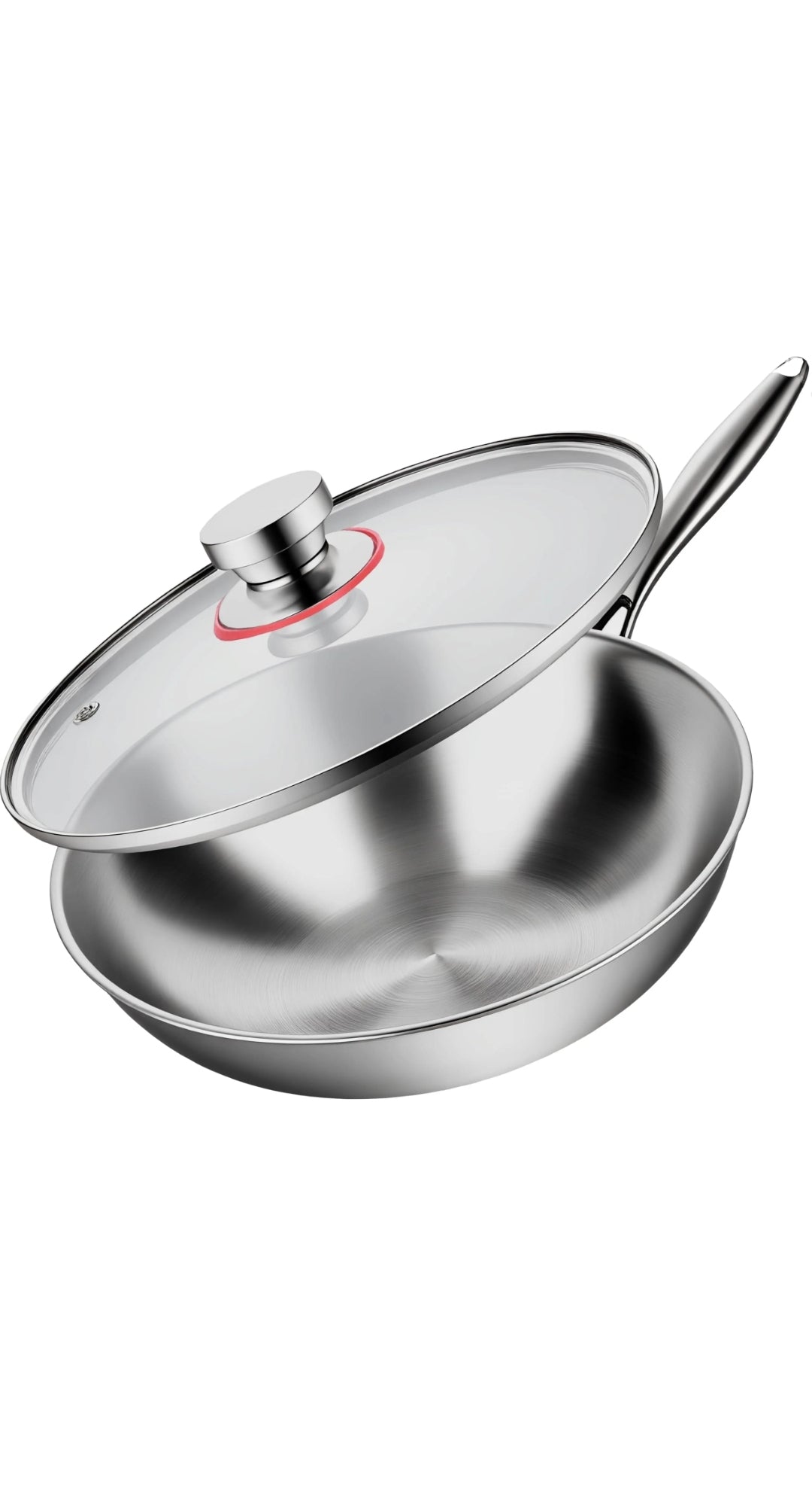 32cm Tri-Ply Stainless Steel Wok with Glass Lid
