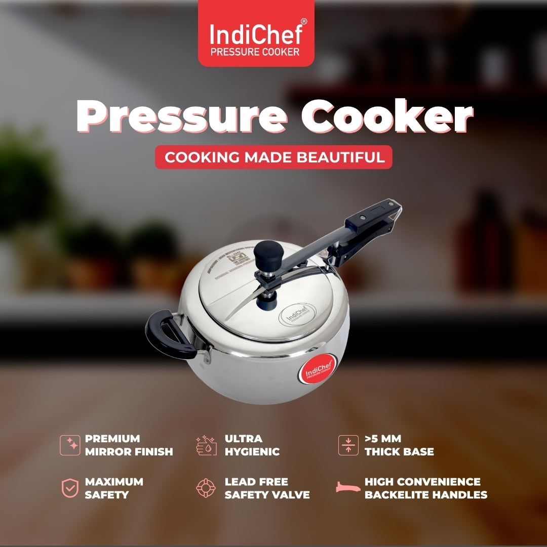 2L Tri-Ply Stainless Steel Inner Lid Pressure Cooker