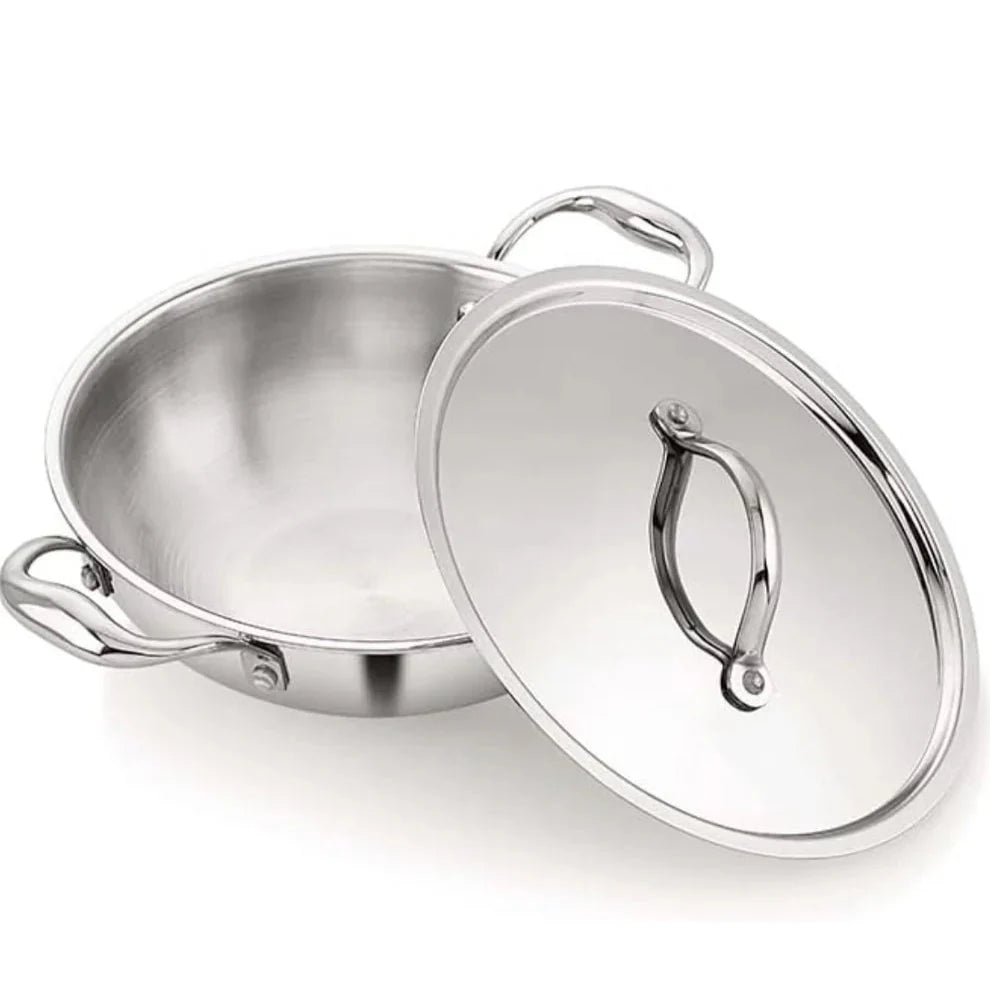 32cm Tri-Ply Stainless Steel Wok with Lid