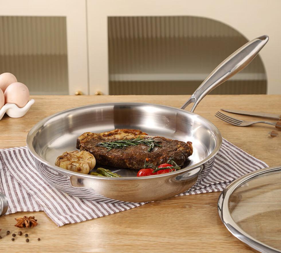 28cm Tri-Ply Stainless Steel Frypan with Glass Lid