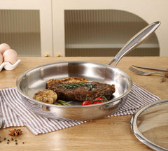 28cm Tri-Ply Stainless Steel Frypan with Glass Lid