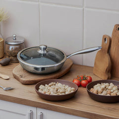 28cm Tri-Ply Honeycomb Frypan with Glass Lid