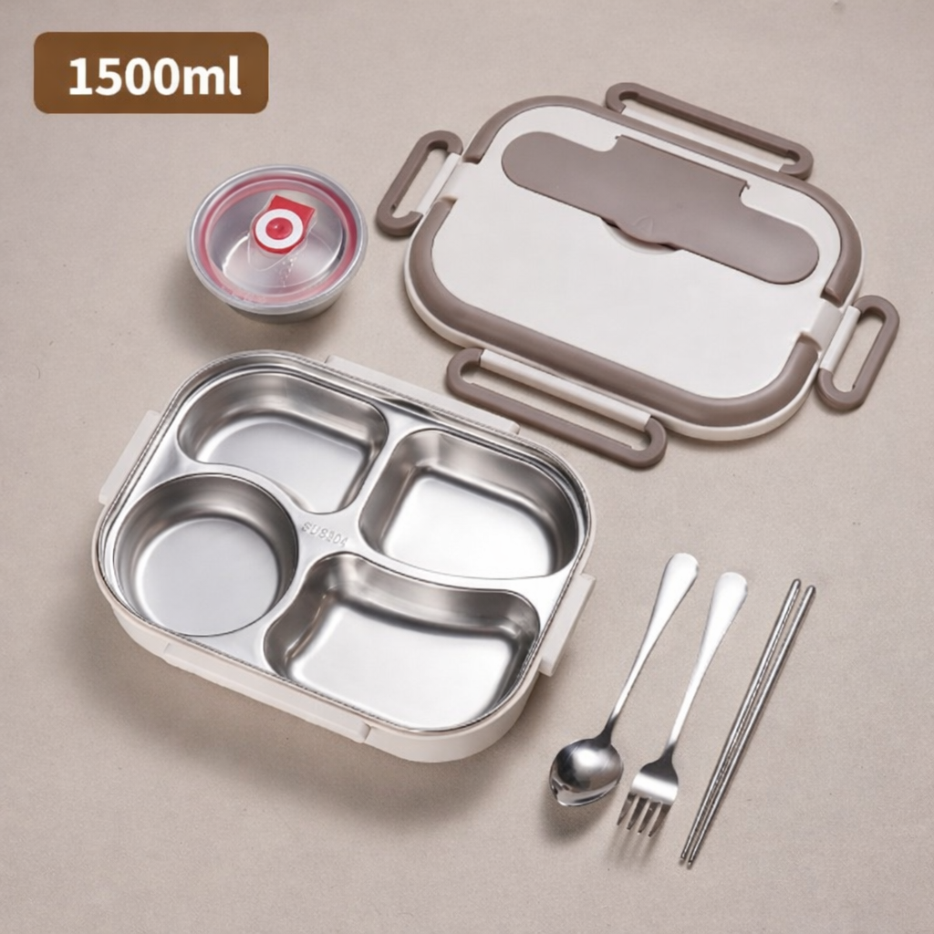 1500ml 4-Compartment Stainless Steel Lunch Box