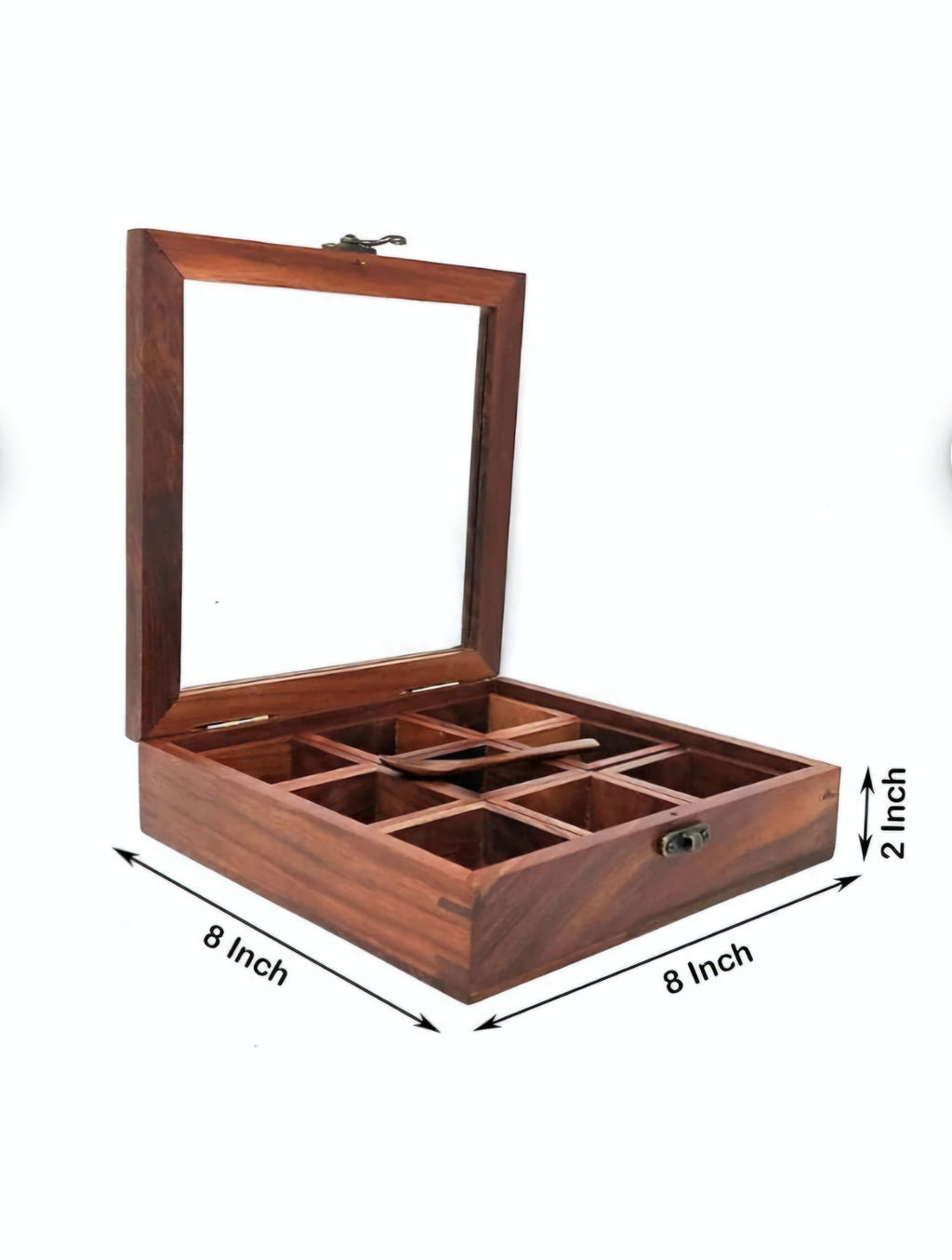 Wooden Spice Box (Square, Acacia Wood)