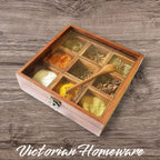 Wooden Spice Box (Square, Acacia Wood)