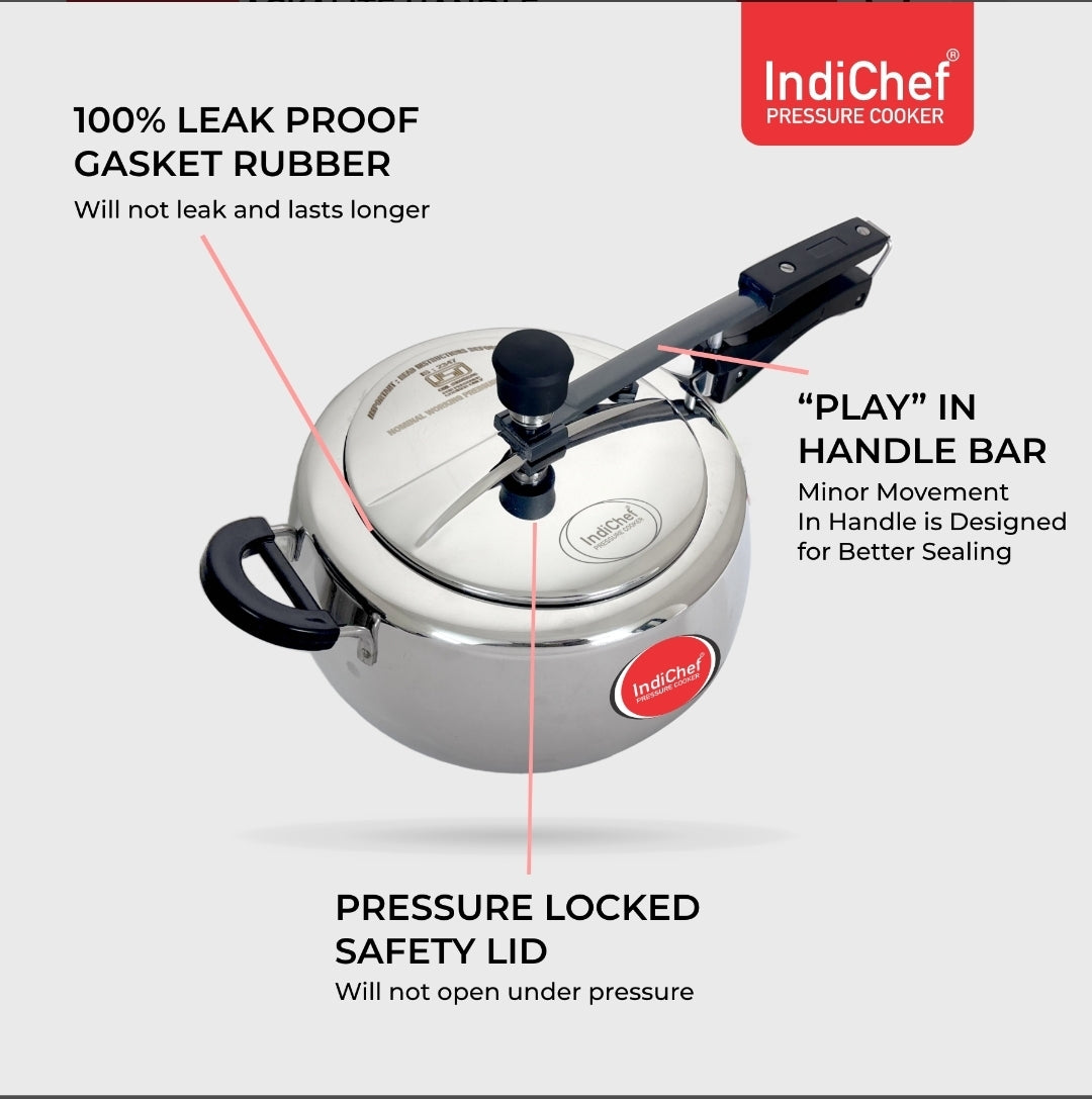 2L Tri-Ply Stainless Steel Inner Lid Pressure Cooker