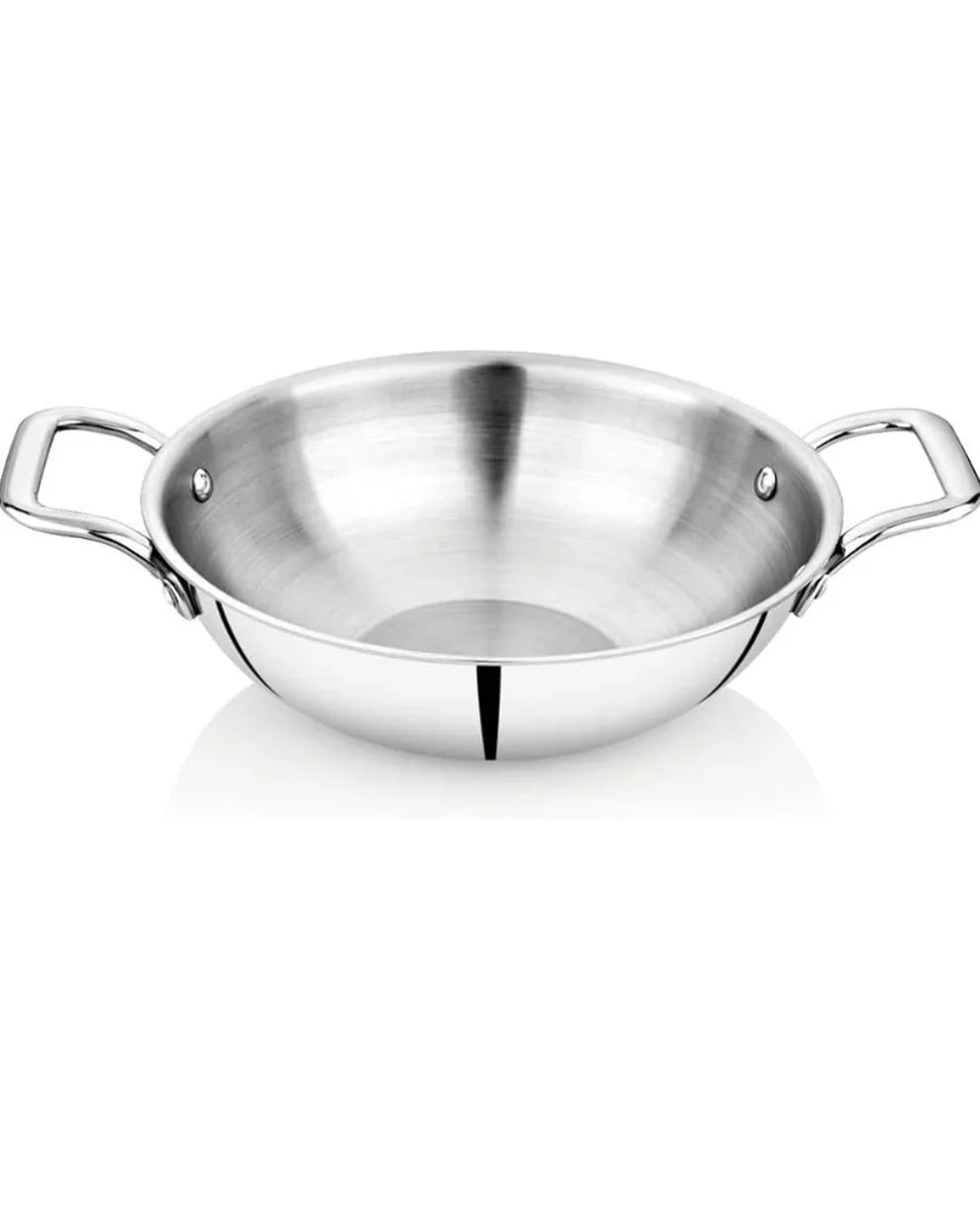 32cm Tri-Ply Stainless Steel Wok with Lid