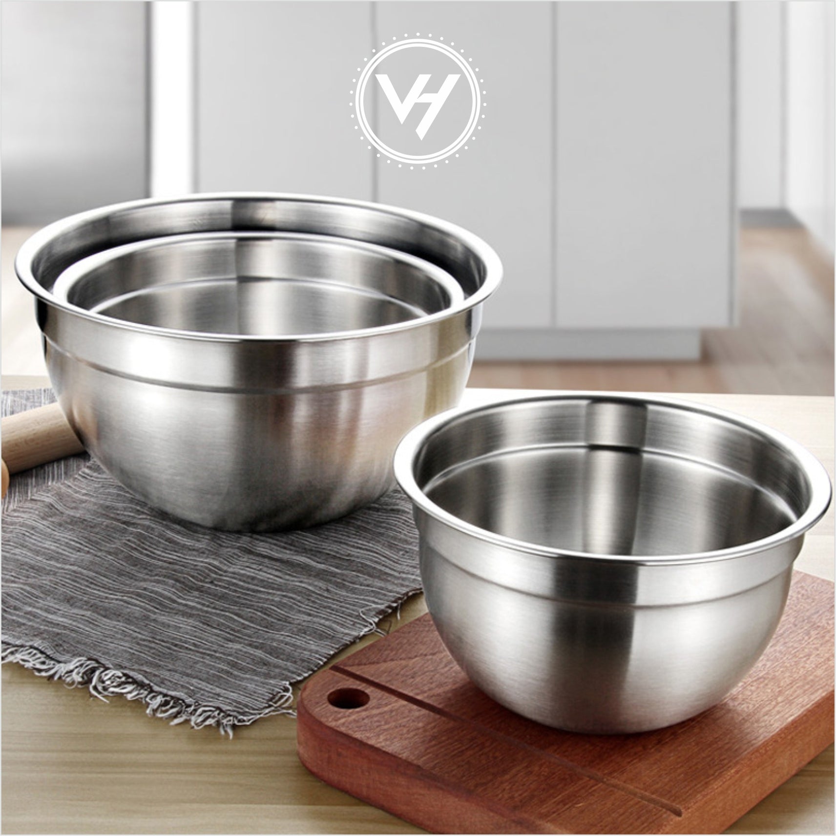 5-Piece Stainless Steel Mixing Bowl Set with Lids