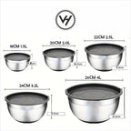 Salad Bowls with Lid + Silicone Bottom 5 PCS Set