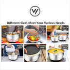 Salad Bowls with Lid + Silicone Bottom 5 PCS Set