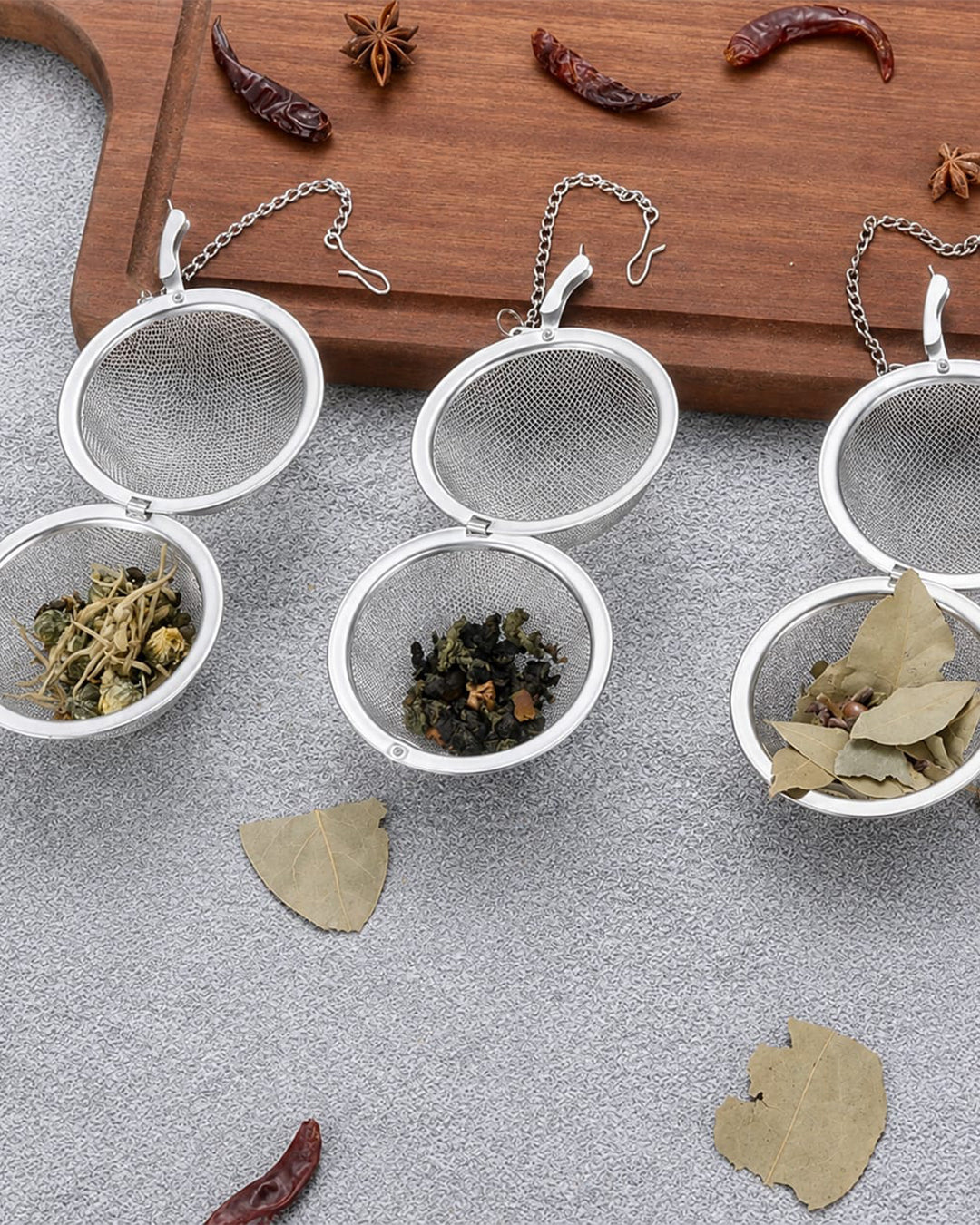 3-Piece Stainless Steel Tea Infuser & Spice Filter Set